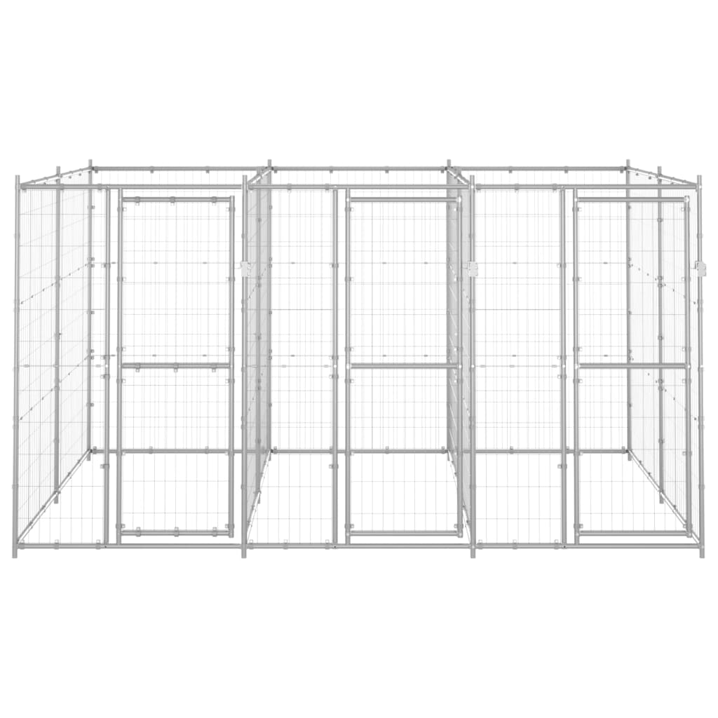 NNEVL Outdoor Dog Kennel Galvanised Steel 7.26 m²