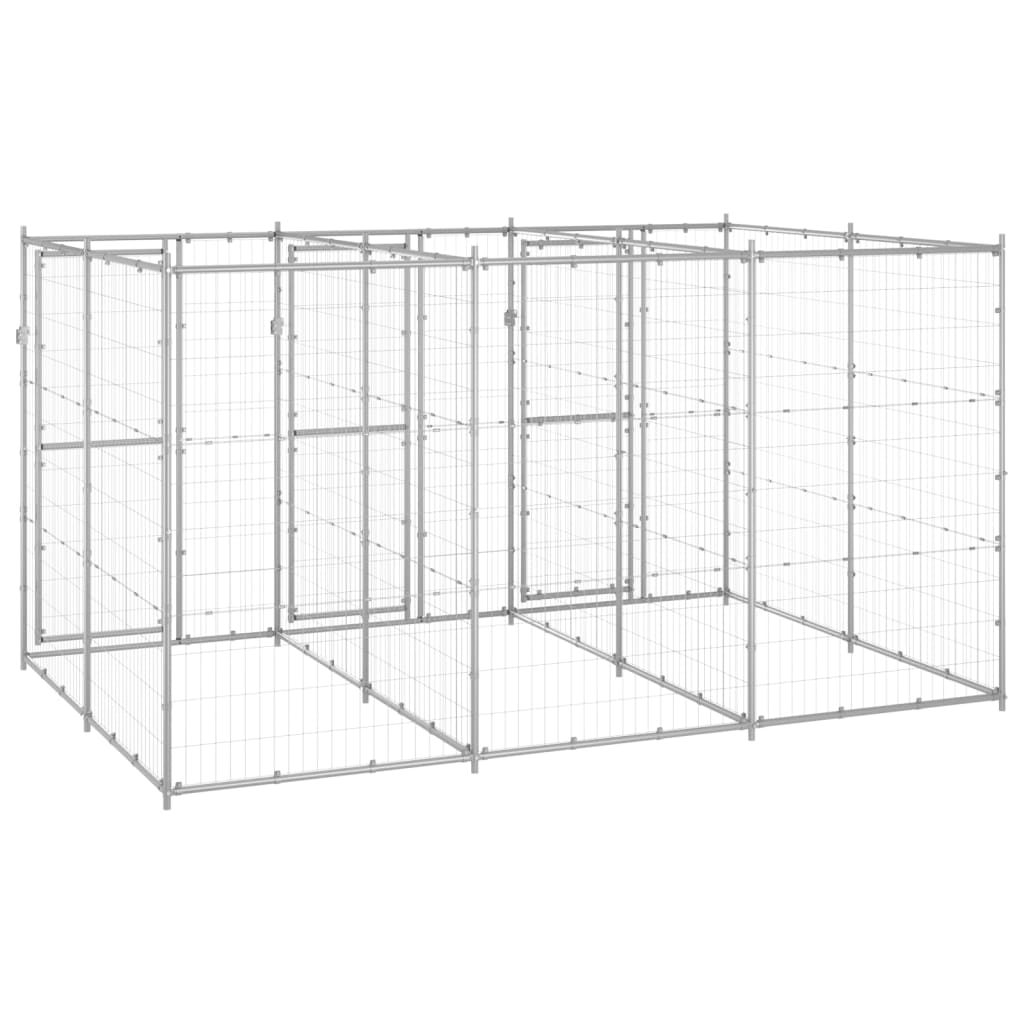 NNEVL Outdoor Dog Kennel Galvanised Steel 7.26 m²
