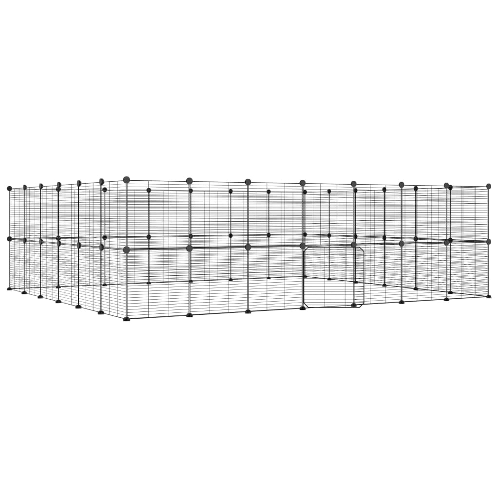 NNEVL 52-Panel Pet Cage with Door Black 35x35 cm Steel