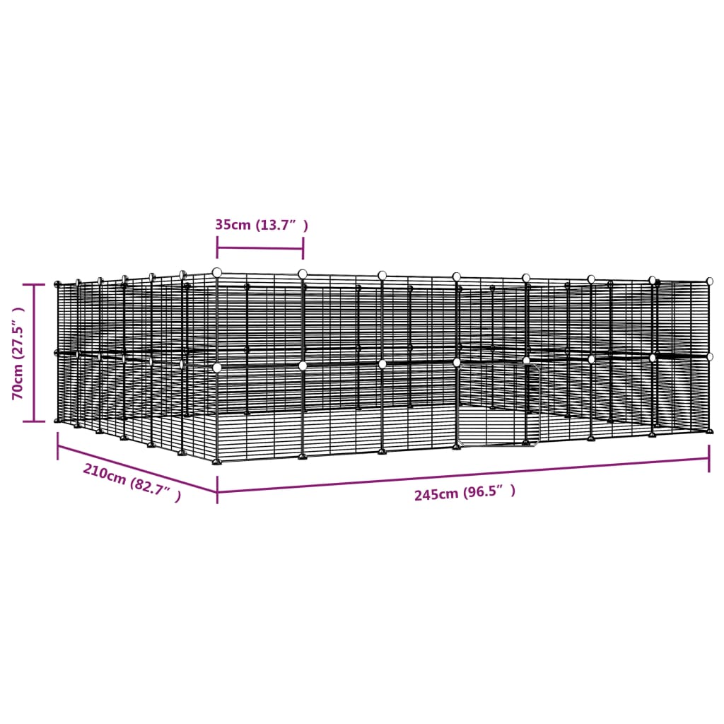 NNEVL 52-Panel Pet Cage with Door Black 35x35 cm Steel