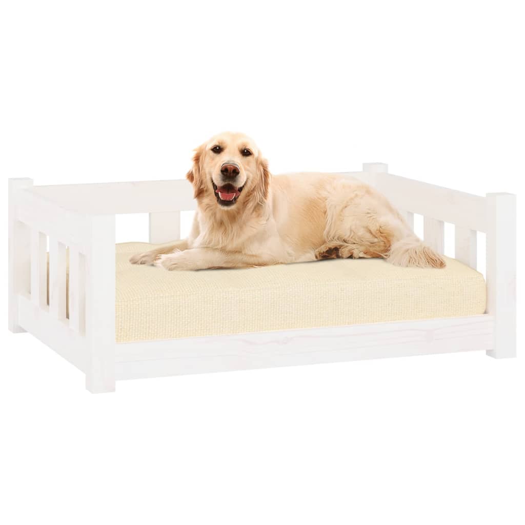 NNEVL Dog Bed White 75.5x55.5x28 cm Solid Wood Pine-4