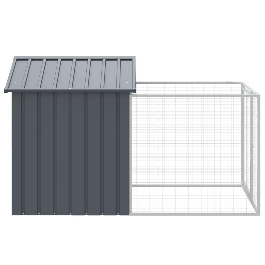NNEVL Dog House with Run Anthracite 117x201x123 cm Galvanised Steel