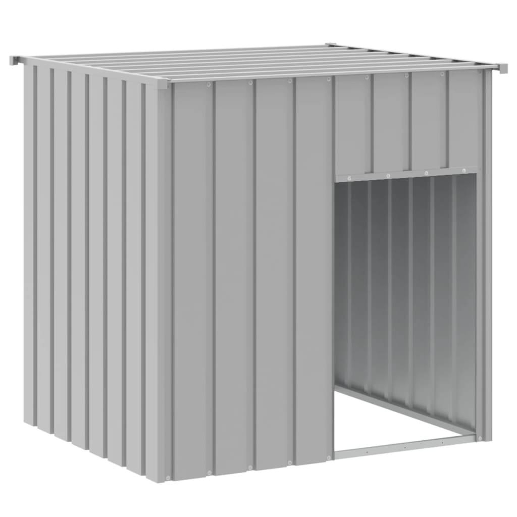 NNEVL Dog House with Roof Light Grey 110x103x109 cm Galvanised Steel