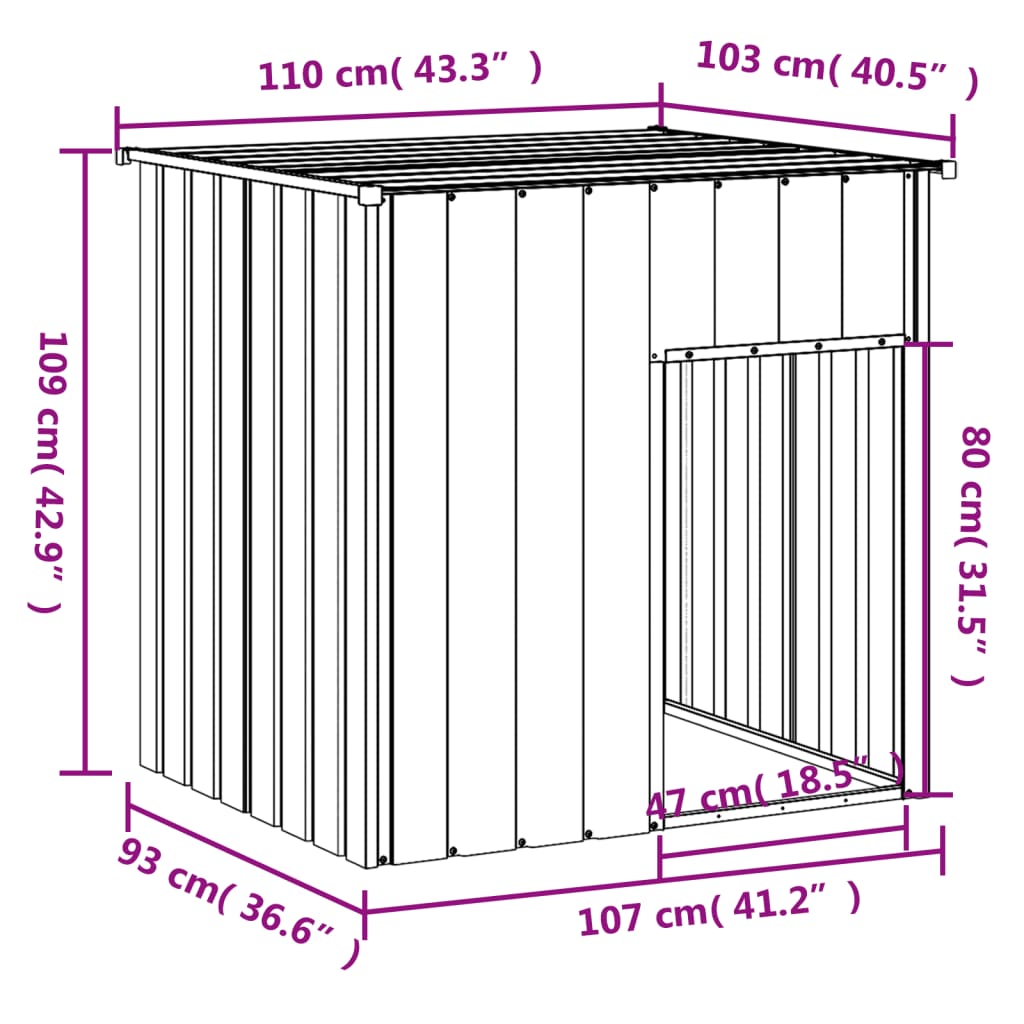 NNEVL Dog House with Roof Light Grey 110x103x109 cm Galvanised Steel