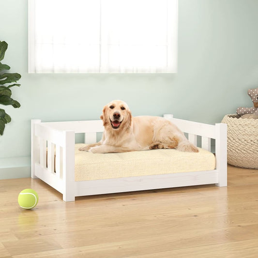 NNEVL Dog Bed White 75.5x55.5x28 cm Solid Wood Pine