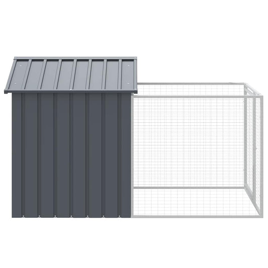 NNEVL Dog House with Run Anthracite 117x201x123 cm Galvanised Steel