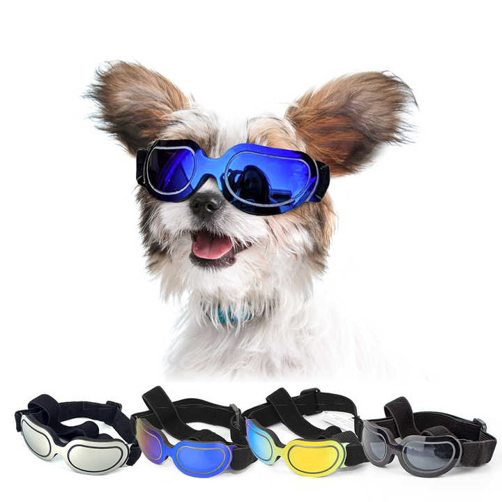 NNEDSZ Black Lenses Pet Sunglasses for Dogs and Cats - UV Protection, Adjustable Strap, Anti-Wind and Anti-Fog Pet Goggles