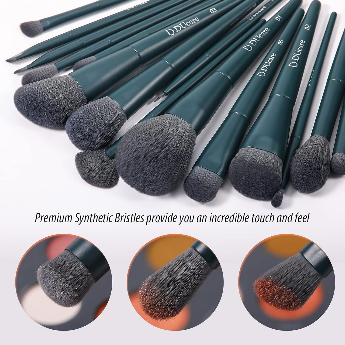 Makeup Brushes Set 17 Pcs with Brush Cleaning Mat and Makeup Sponge Professional Face Powder Eye Shadow Powder Liquid Cream Kit Gift Box